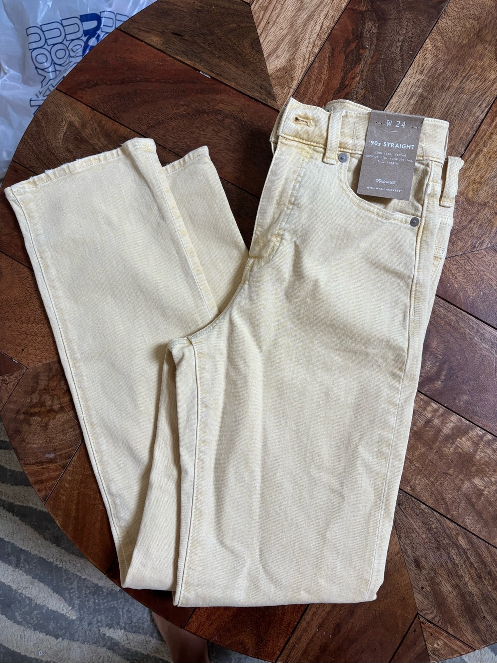 Madewell '90s Straight High-Rise Jeans in Soft Yellow w24 NWT
